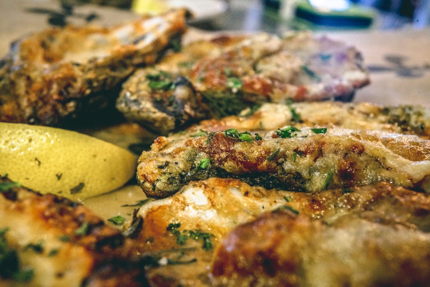 Char-grilled oysters - a specialty in New Orleans