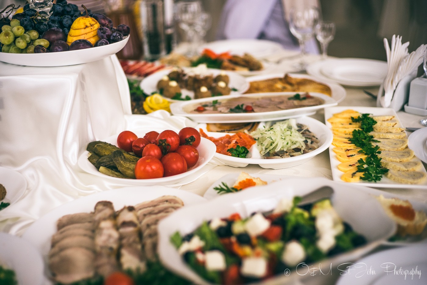 Assortment of food at cousin's wedding in Ukraine