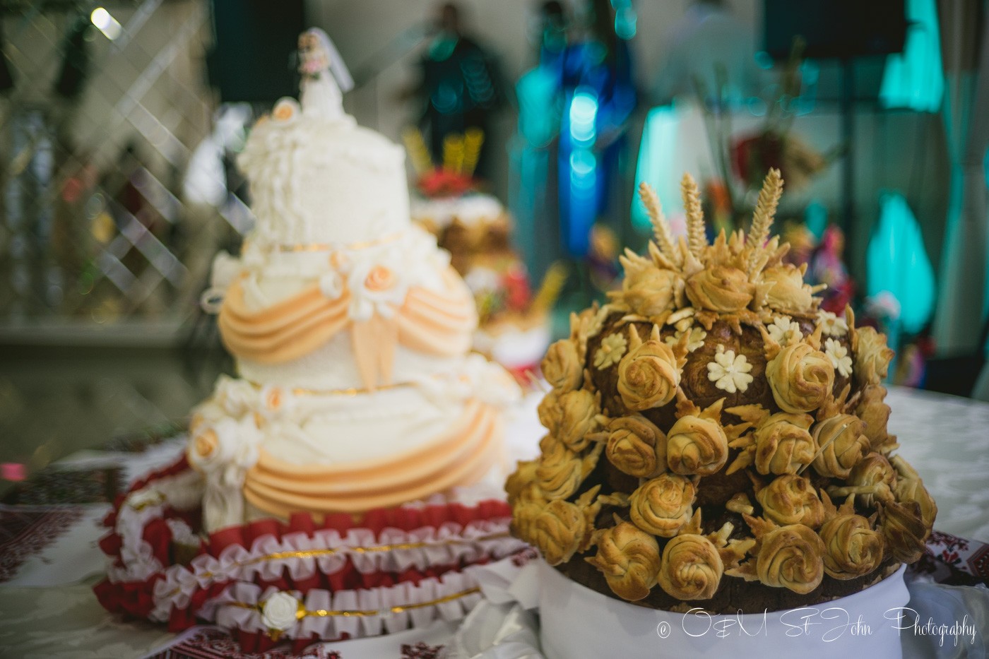Korovai and Western Wedding cake at my cousin's wedding reception. Ukraine