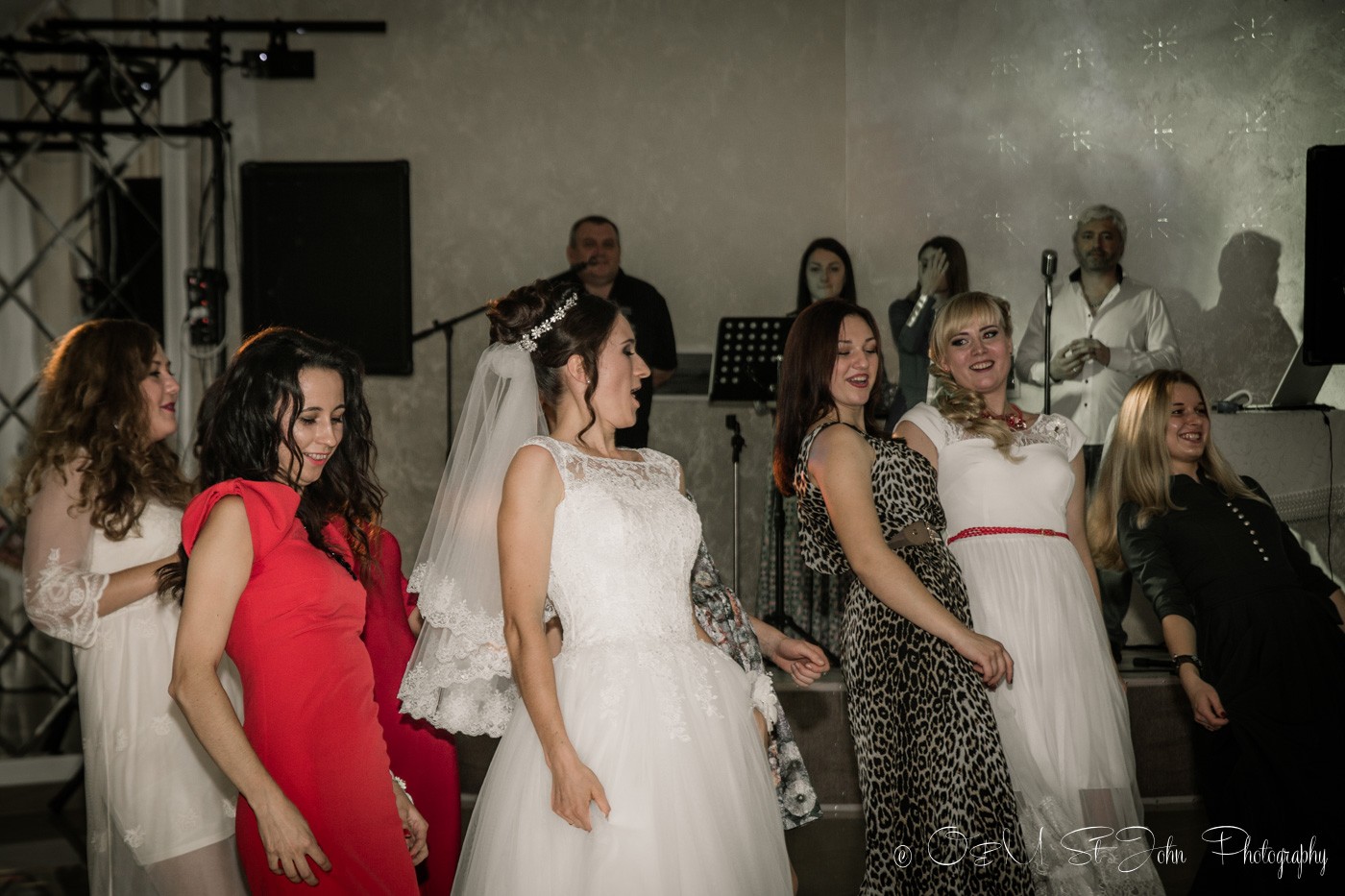Ladies dancing at cousin's wedding in Ukraine