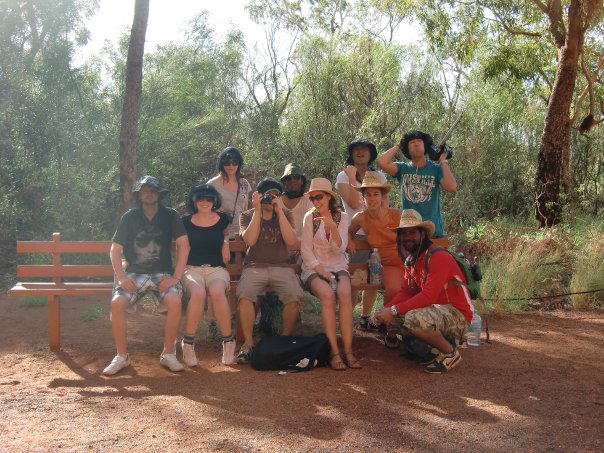 Max with black fly net on The Rock Tour. Uluru. Northern Territory. Australia