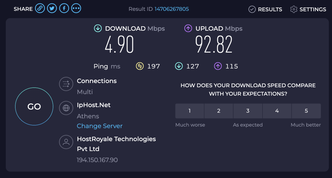 VPN PIA speed test 8.46.06 PM