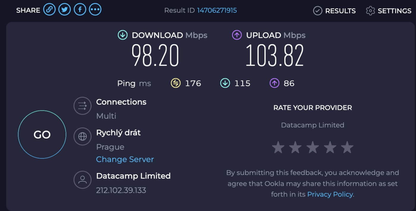 VPN PIA speed test 8.47.27 PM