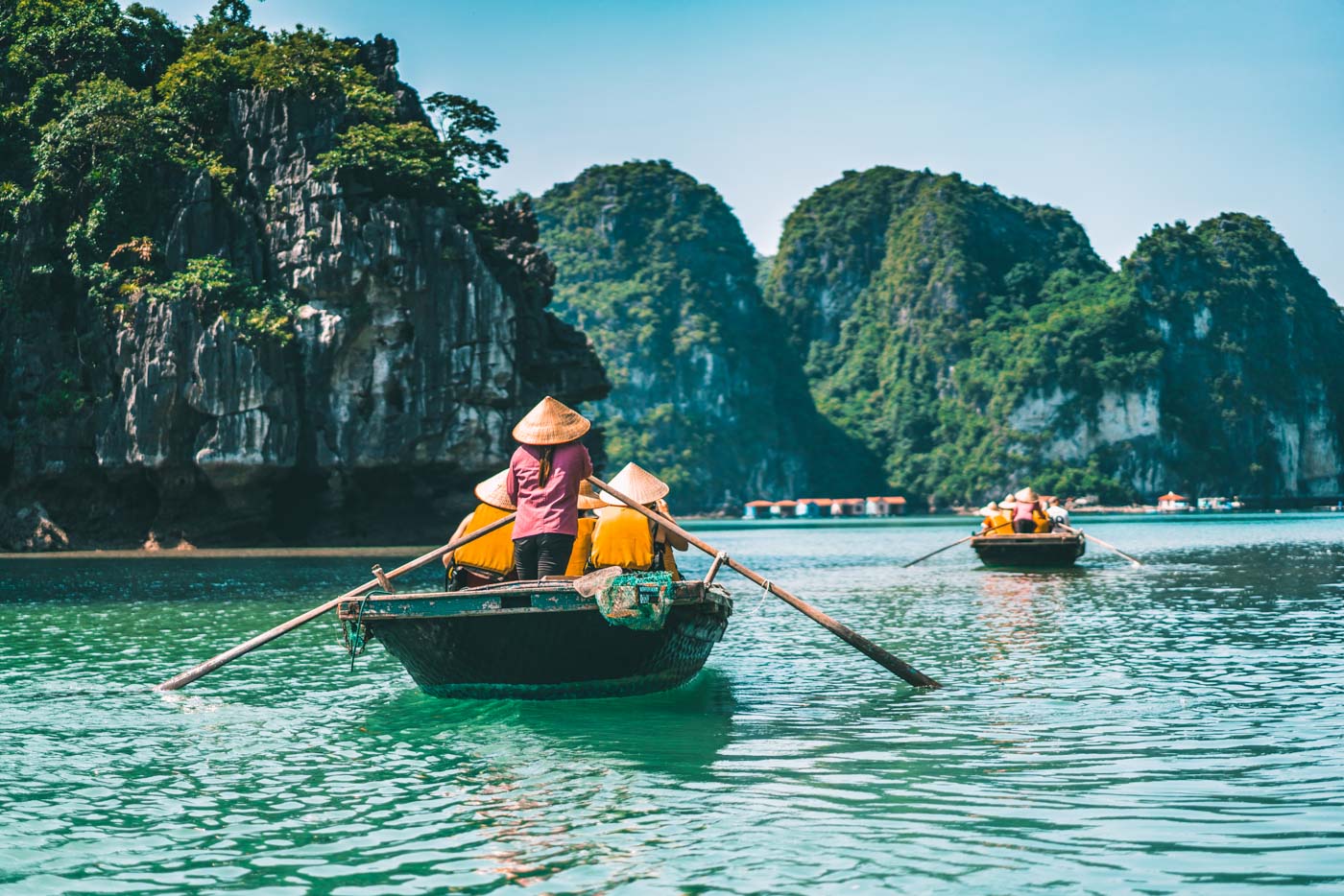 Halong Bay Cruise: Row boat journey to Fishing Village in Bai Tu Long Bay