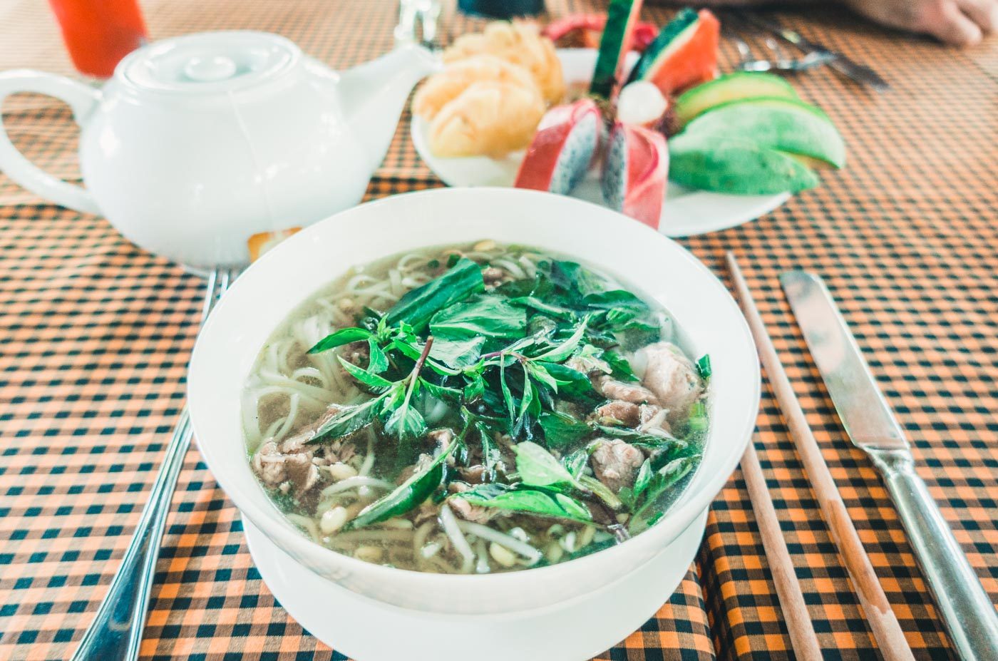 Delicious Pho Bo served at our guest house in An Bang Beach