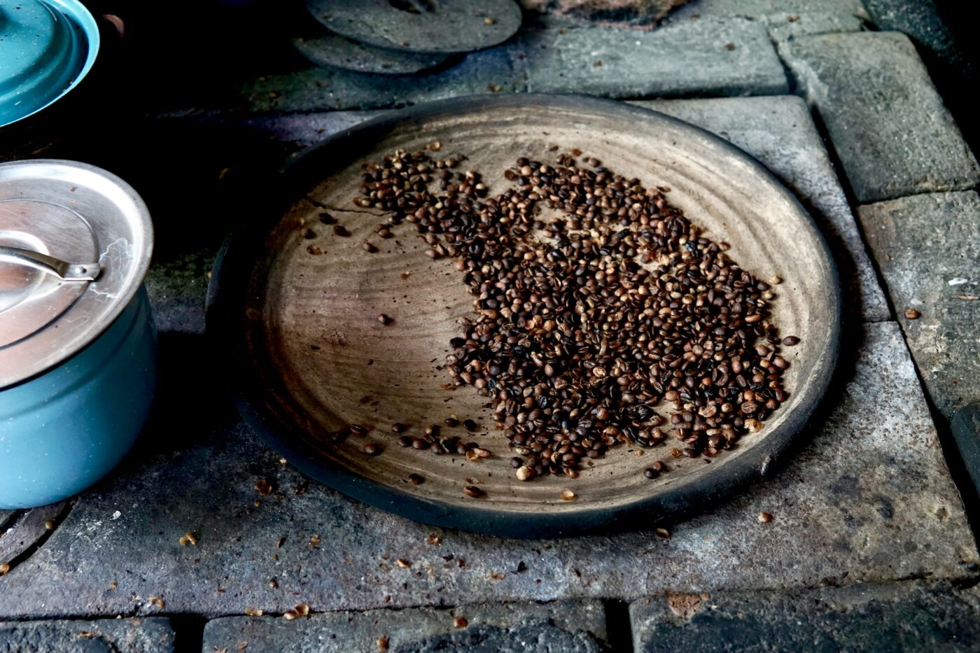 Freshly roasted coffee beans in Antigua, Guatemala