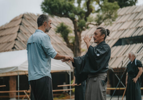 Learning from the master, samurai training, Kuma Valley, Kumamoto, Kyushu