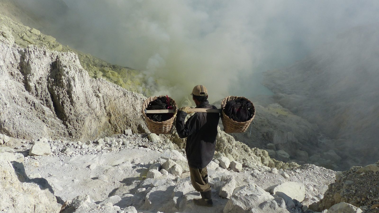 Descending toward the Ijen Crater, East Java, Indonesia 