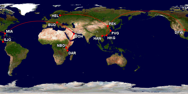map RTW Flight w connections