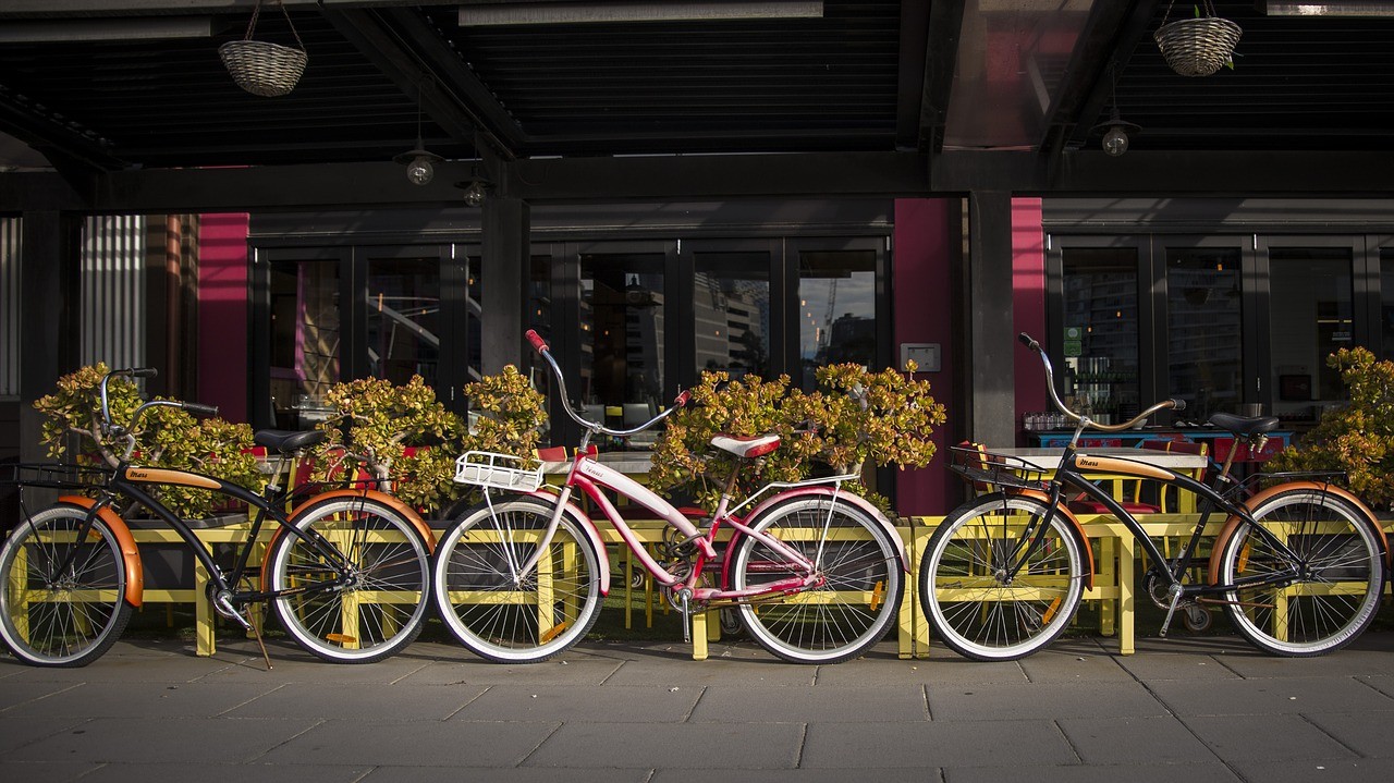 Bicycles on the street in Melbourne, Australia