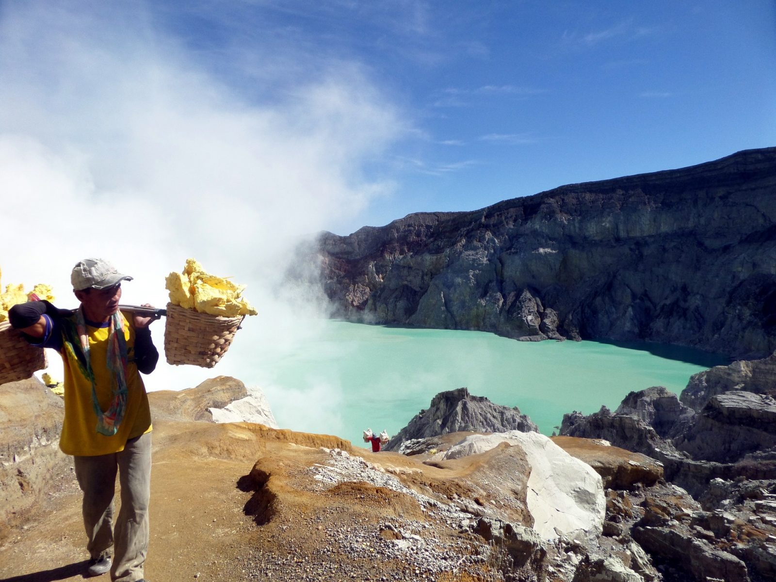 Miners at Ijen Crater, East Java, Indonesia 