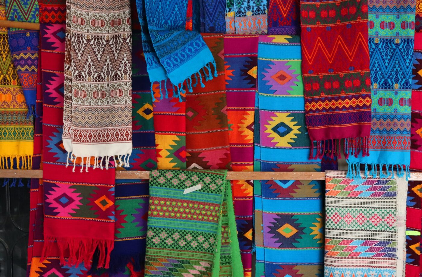 Colourful textiles in display