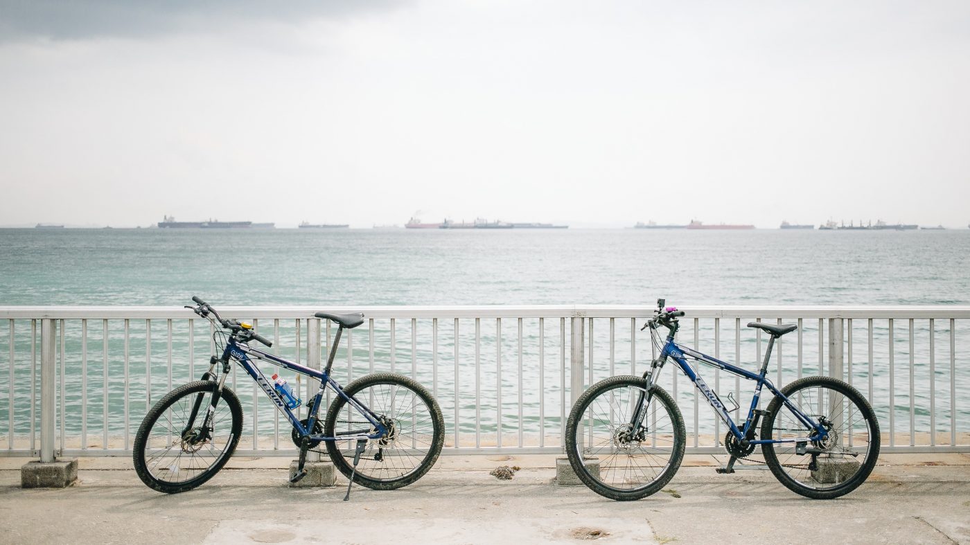 Staying Fit While Traveling: bicycles near the bay