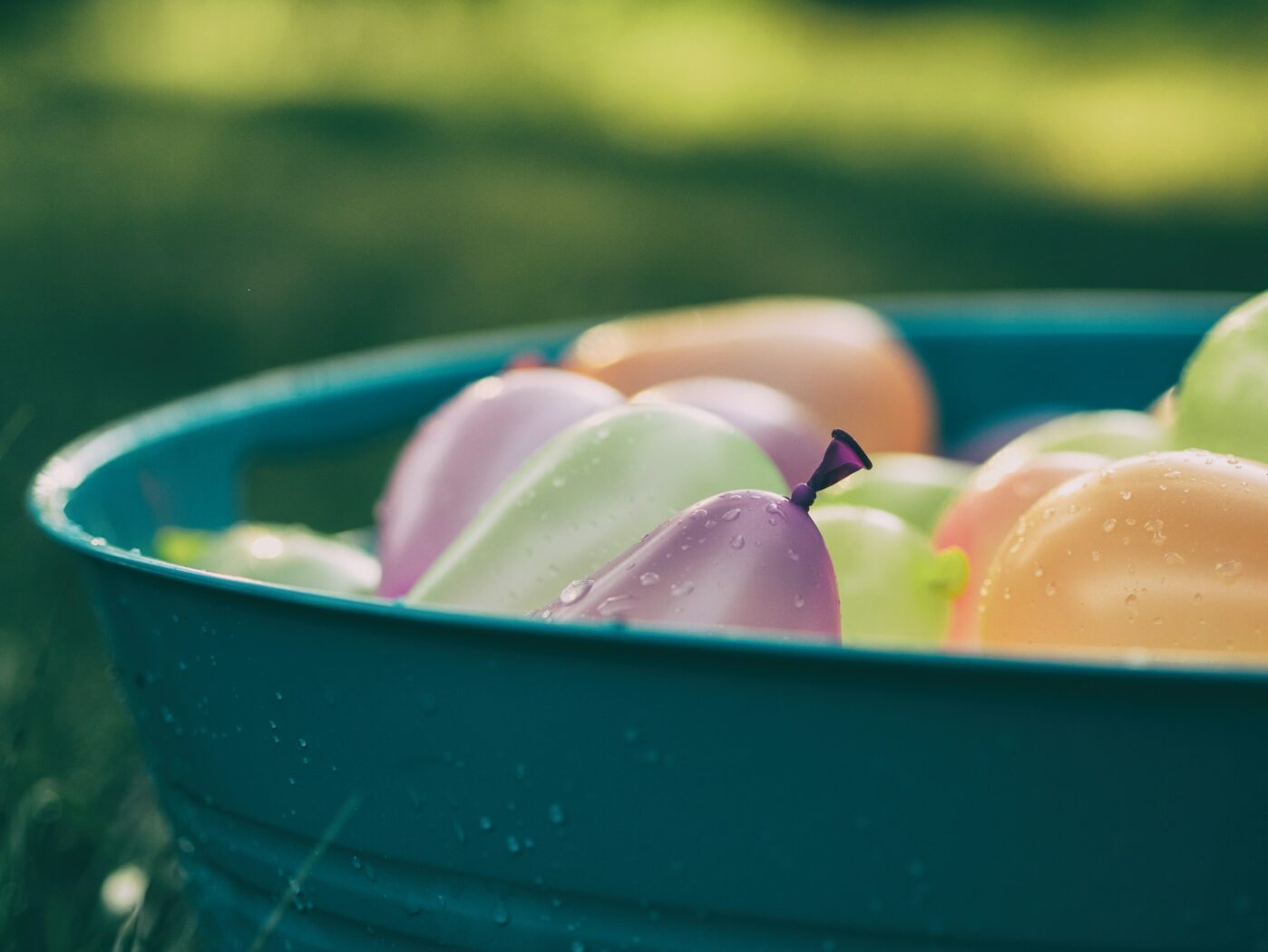 Water balloons in a bucket